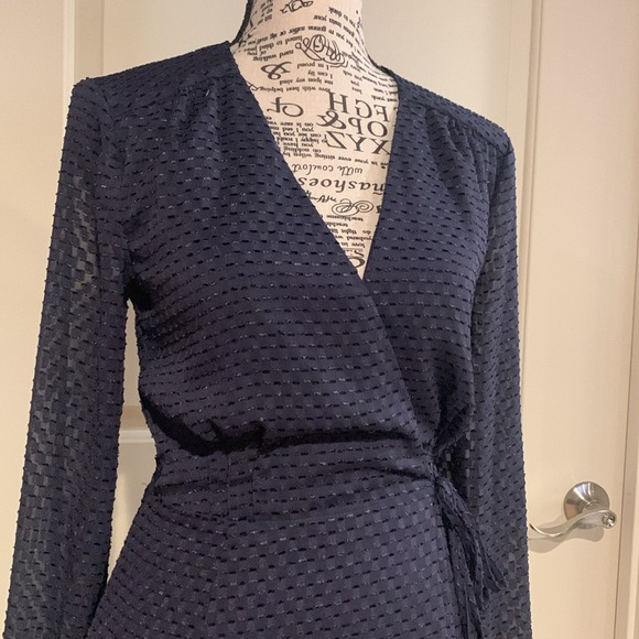 H&M Navy Wrap Midi Dress - Picture 3 of 5
